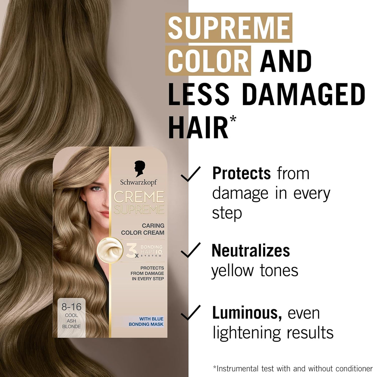 Schwarzkopf Creme Supreme Full Kit Permanent Hair Coloration 8-16 Cool Ash Blonde