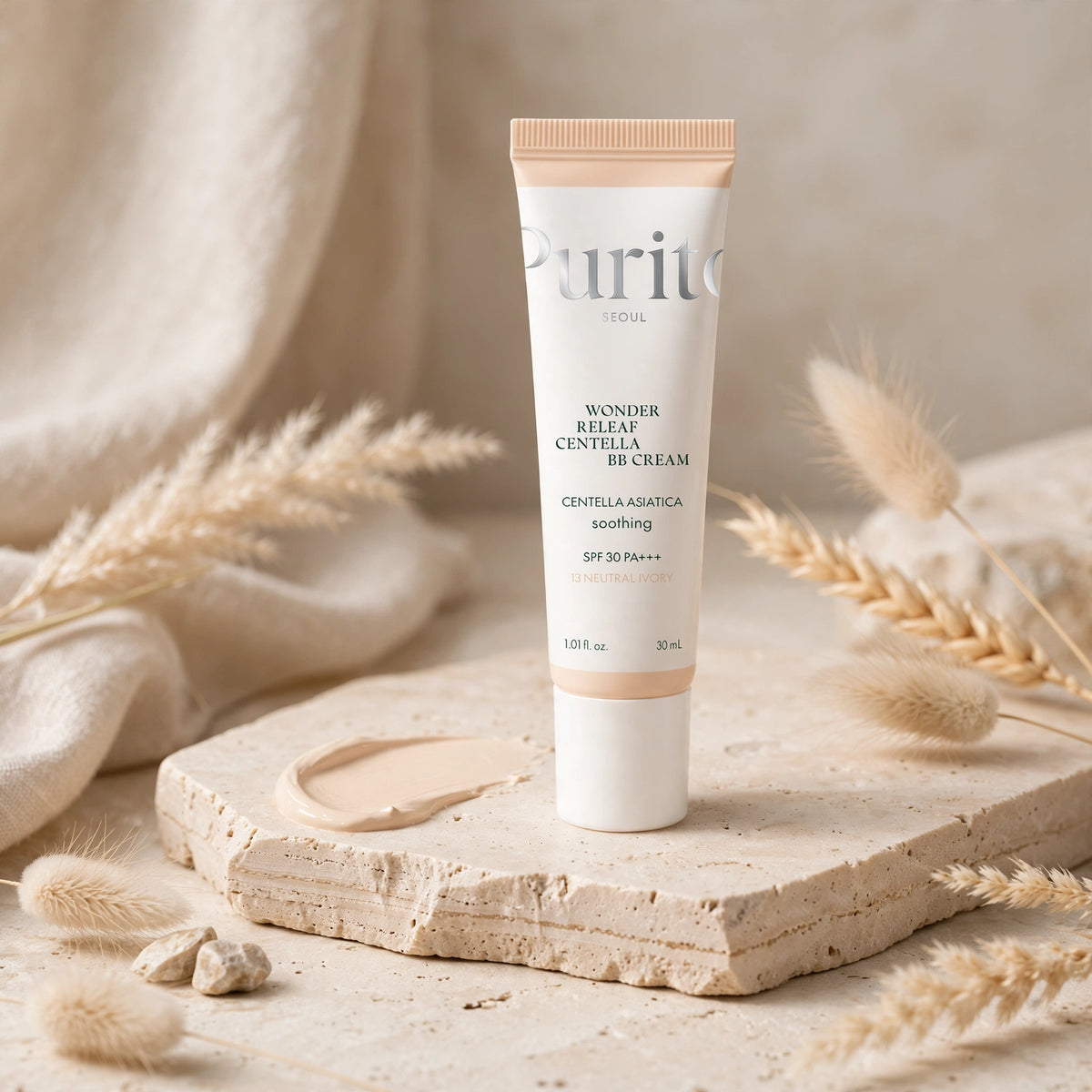 PURITO WONDER RELEAF CENTELLA SPF 30 PA +++ 13 NEUTURAL IVORY BB CREAM COVERAGE FOR THE FACE 30 ML