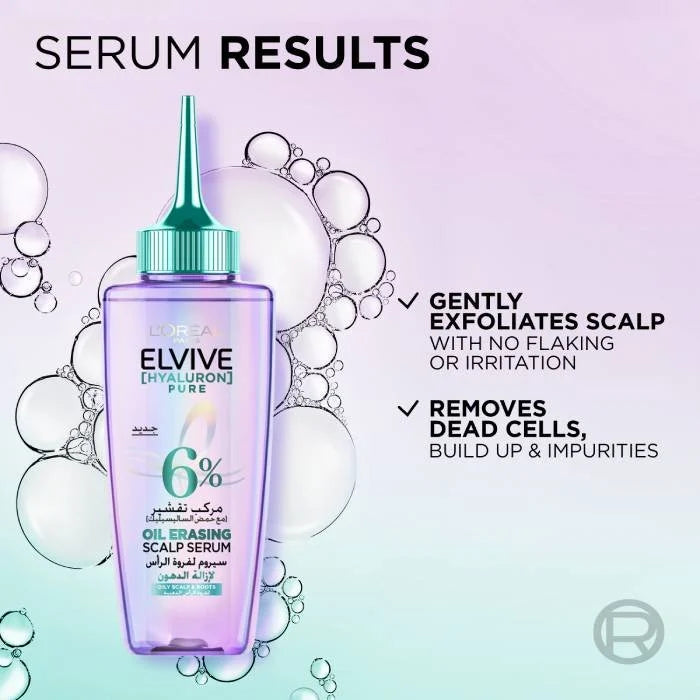 L'Oreal Paris Elvive Hyaluron Pure Purifying Erasing Serum For Oily Hair, 102Ml