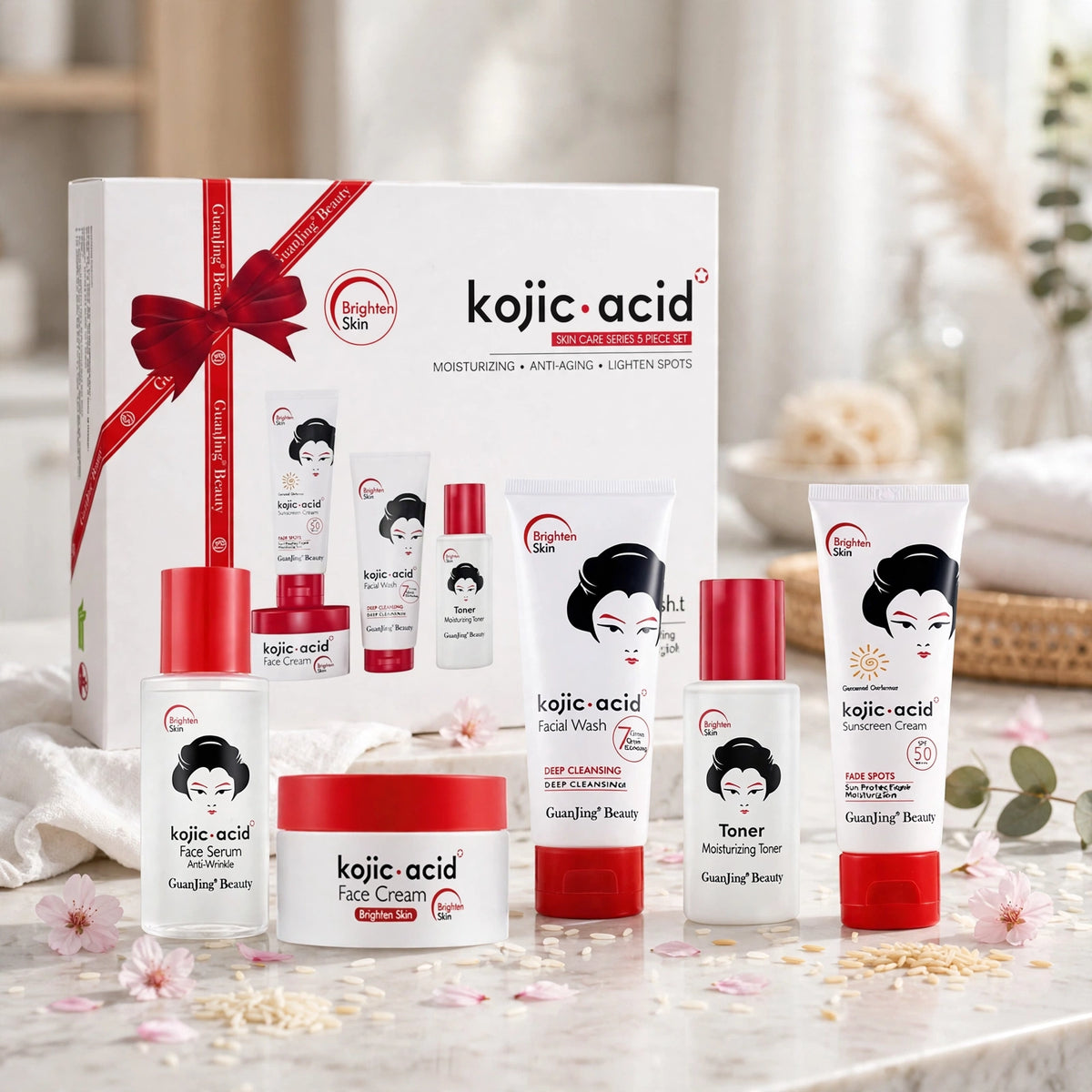 Kojic Acid Skincare Set for Dark Spot Care and Hydration