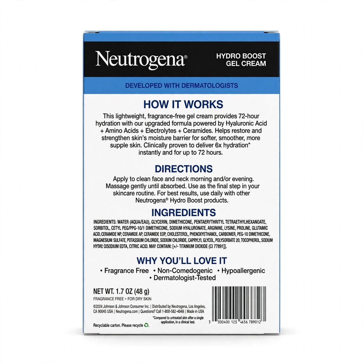 Neutrogena Hydro Boost Gel Cream Dry Skin 50ml