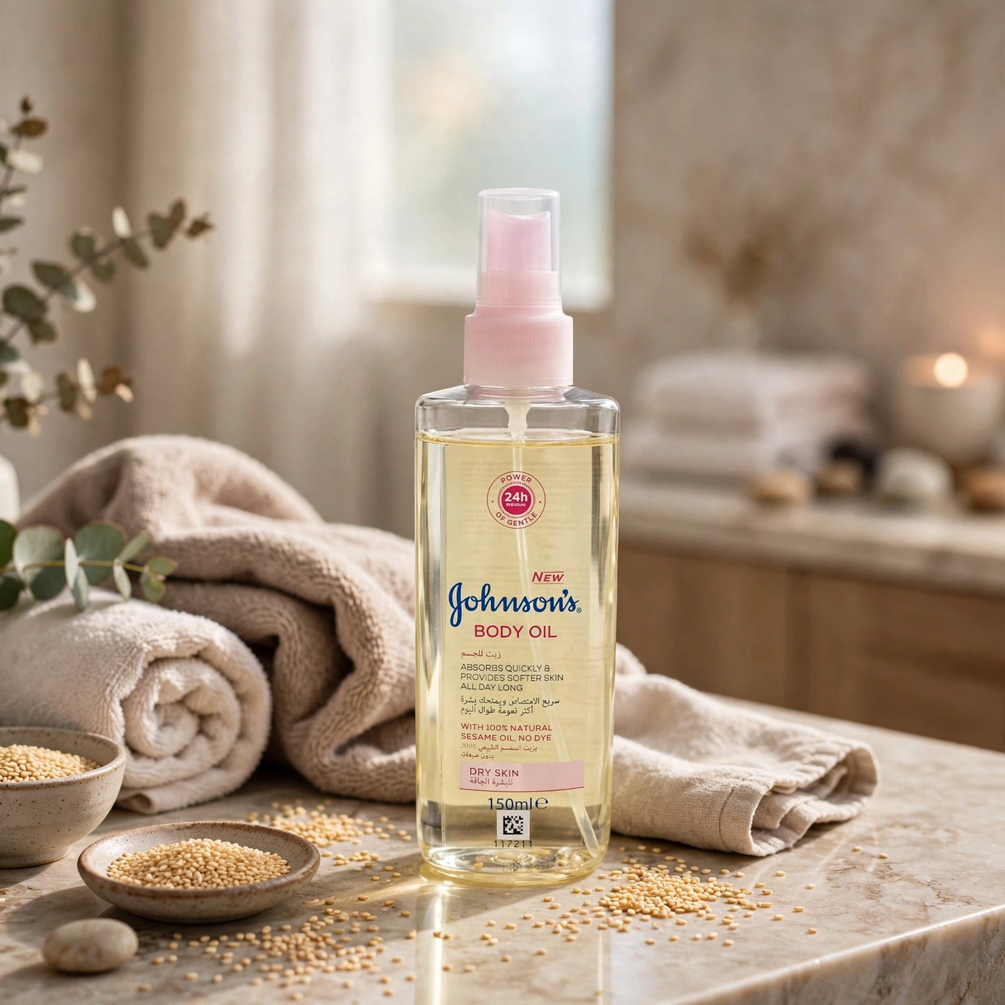 Johnsons body oil sesame oil dry skin 150 ml