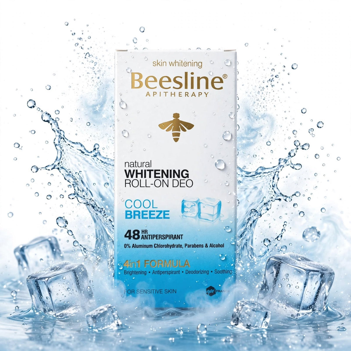 BEESLINE APITHERAPY NATURTAL WHITENING ROLL -ON DEO COOL BREEZE 4 IN 1 FORMULA 50 ML