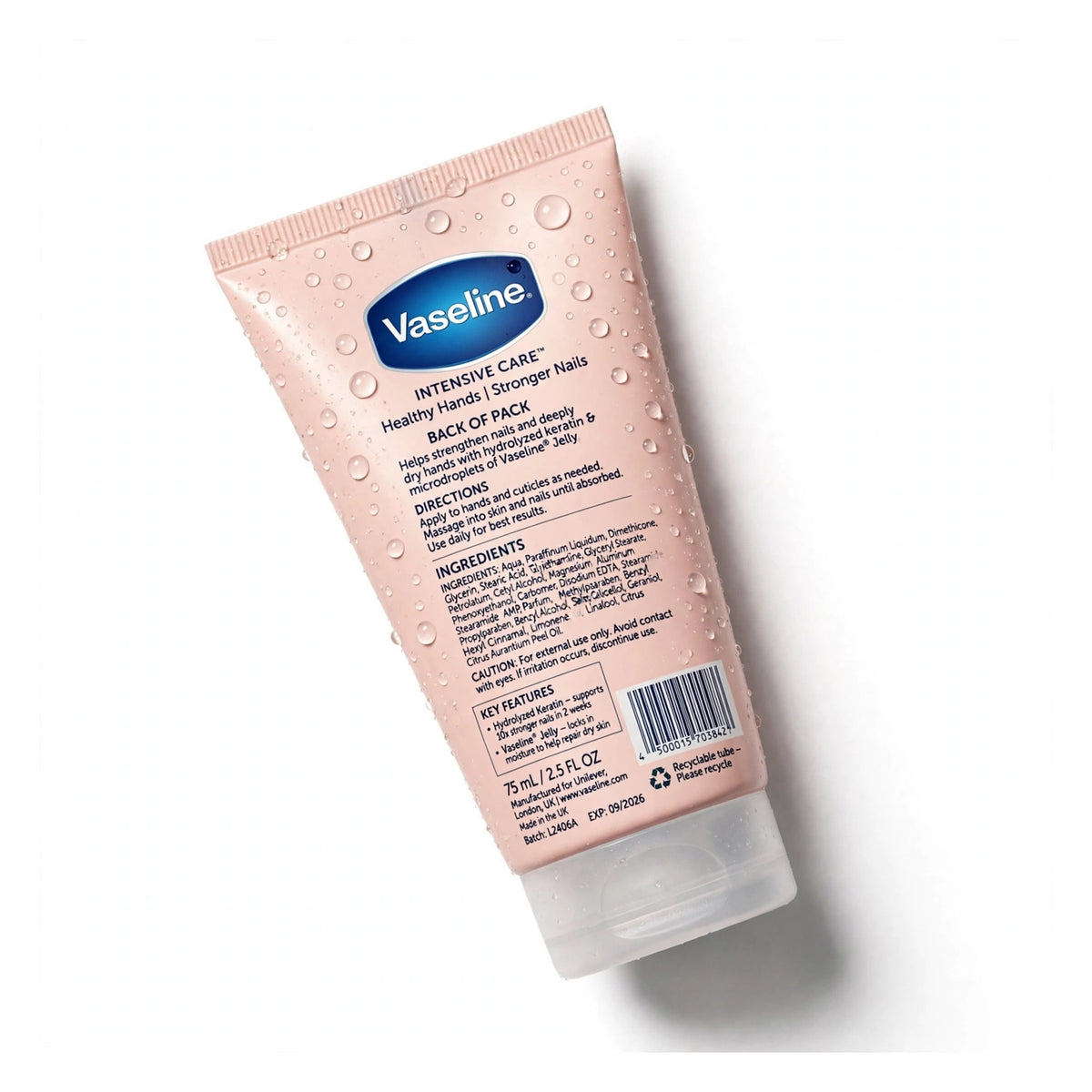 Vaseline Healthy Hands Stronger Nails With Keratin Hand Cream 75 ml