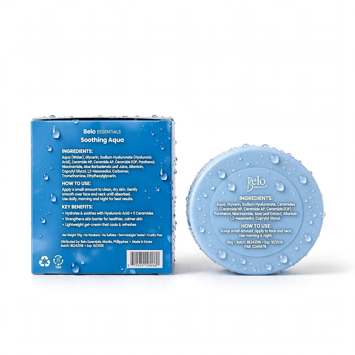 Belo Essentials Soothing Aqua Hydrating Gel Cream, 50G