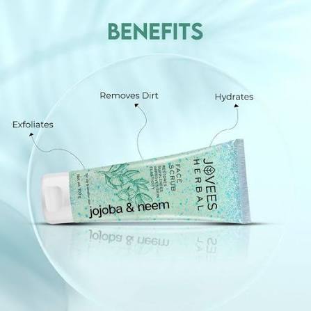 Jovees Facial Scrub with Jojoba & Neem for Oily & Sensitive Skin, 100g