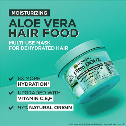 Garnier Ultra Doux 3in1 Moisturizing Hair Food Treatment with Coconut & Aloe Vera Extracts for Normal Hair, 390ml