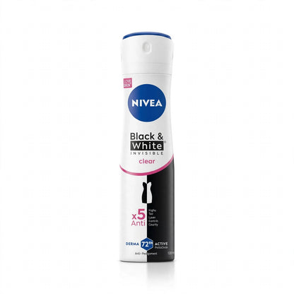 NIVEA BLACK & WHITE INVISIBLE CLEAR x5 ANTI -PERSPIRANT SPRAY 150 ML