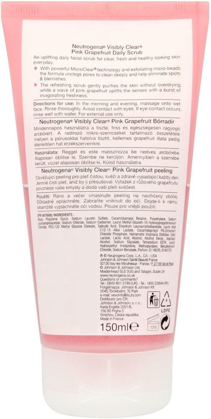 Neutrogena Visibly Clear Daily Facial Scrub With Pink Grapefruit, 150Ml
