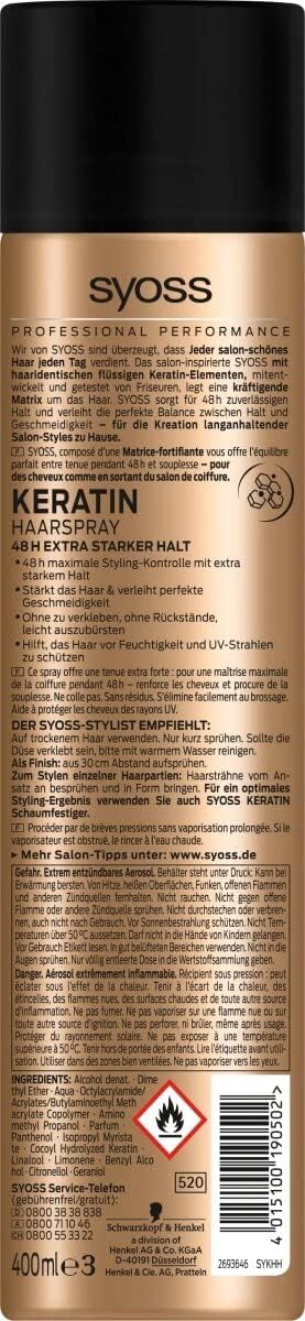 Syoss Keratin Hair Spray, 400Ml