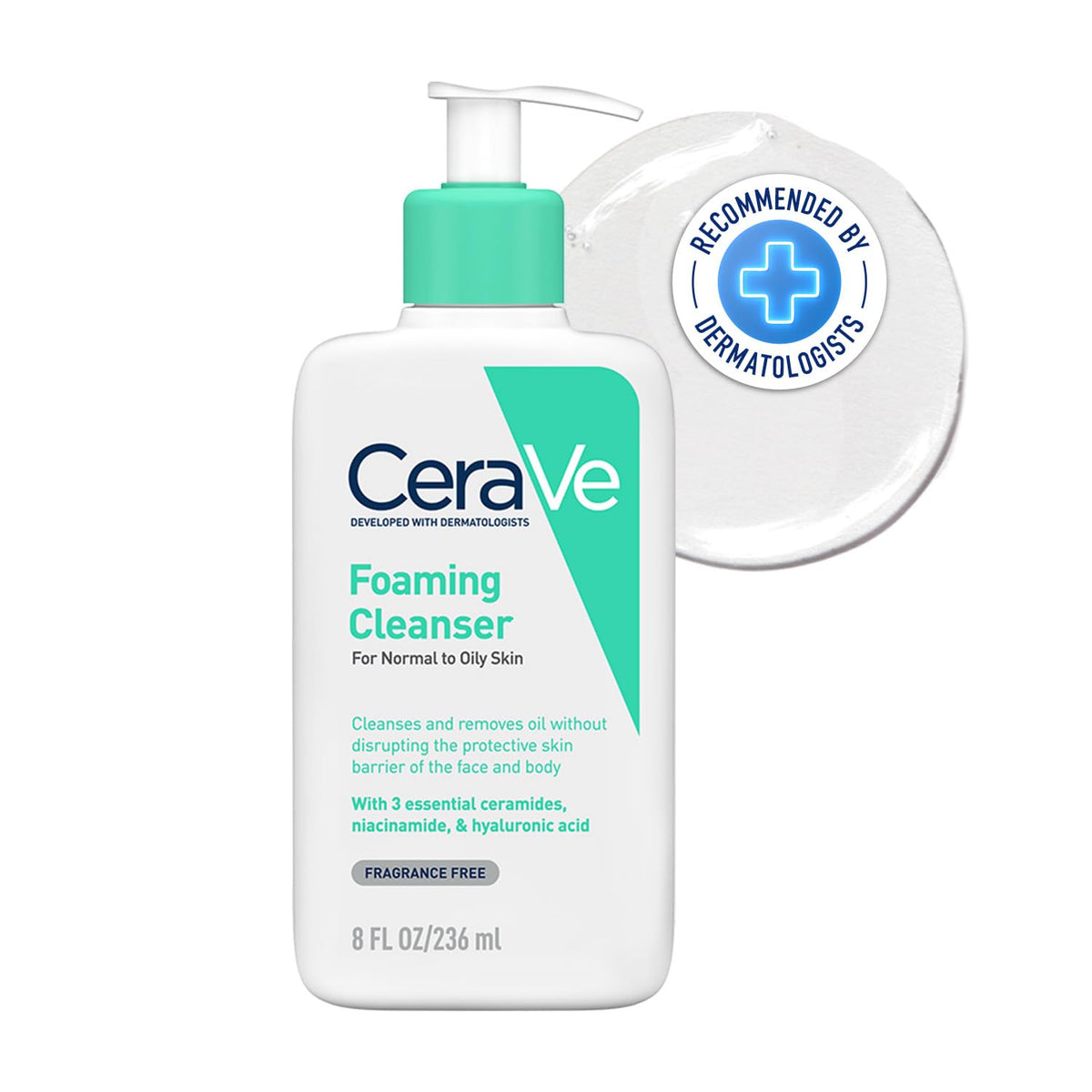 Cerave Hypoallergenic Foaming Facial Gel Cleanser With Ceramides & Hyaluronic Acid For Normal To Oily Skin, 236Ml