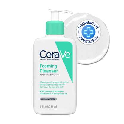 Cerave Hypoallergenic Foaming Facial Gel Cleanser With Ceramides & Hyaluronic Acid For Normal To Oily Skin, 236Ml