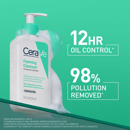 Cerave Hypoallergenic Foaming Facial Gel Cleanser With Ceramides & Hyaluronic Acid For Normal To Oily Skin, 236Ml