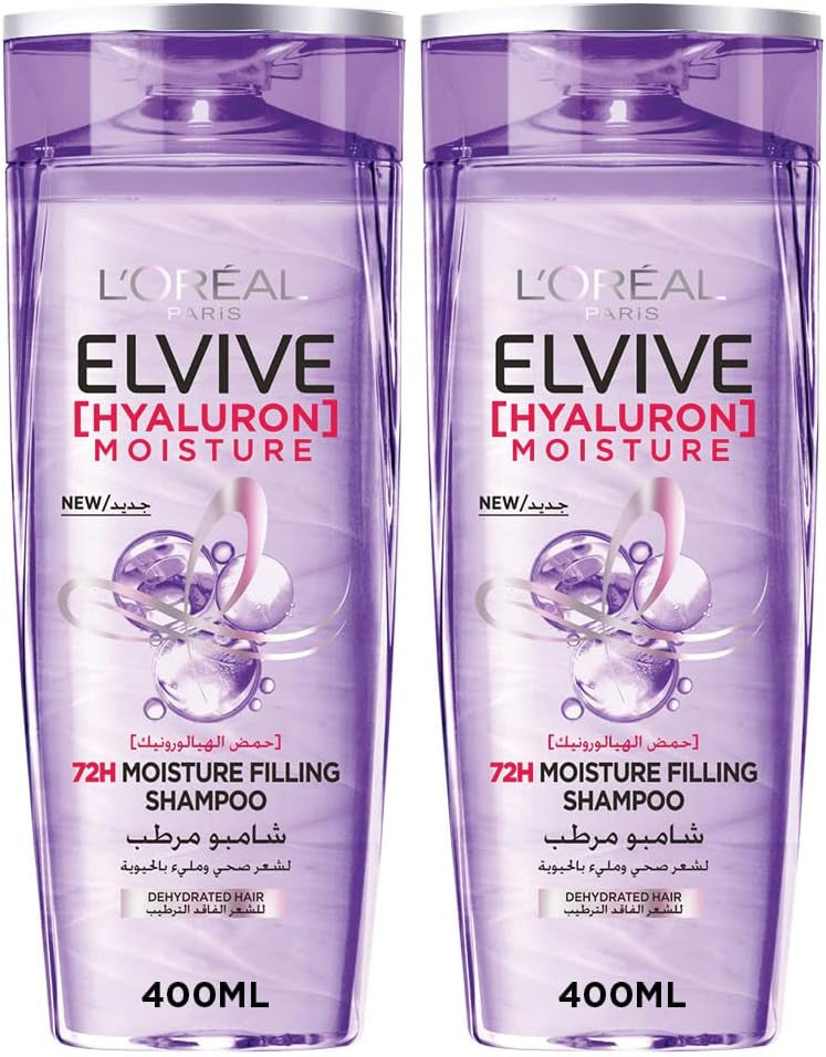 L'Oreal Elvive 72H Moisture Filling Shampoo With Hyaluronic Acid For Dehydrated & Dry Hair, 400Ml