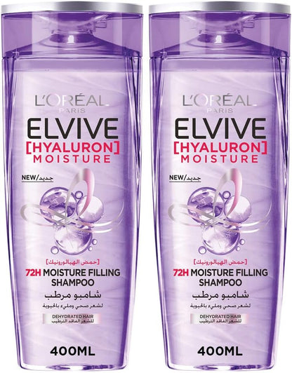 L'Oreal Elvive 72H Moisture Filling Shampoo With Hyaluronic Acid For Dehydrated & Dry Hair, 400Ml