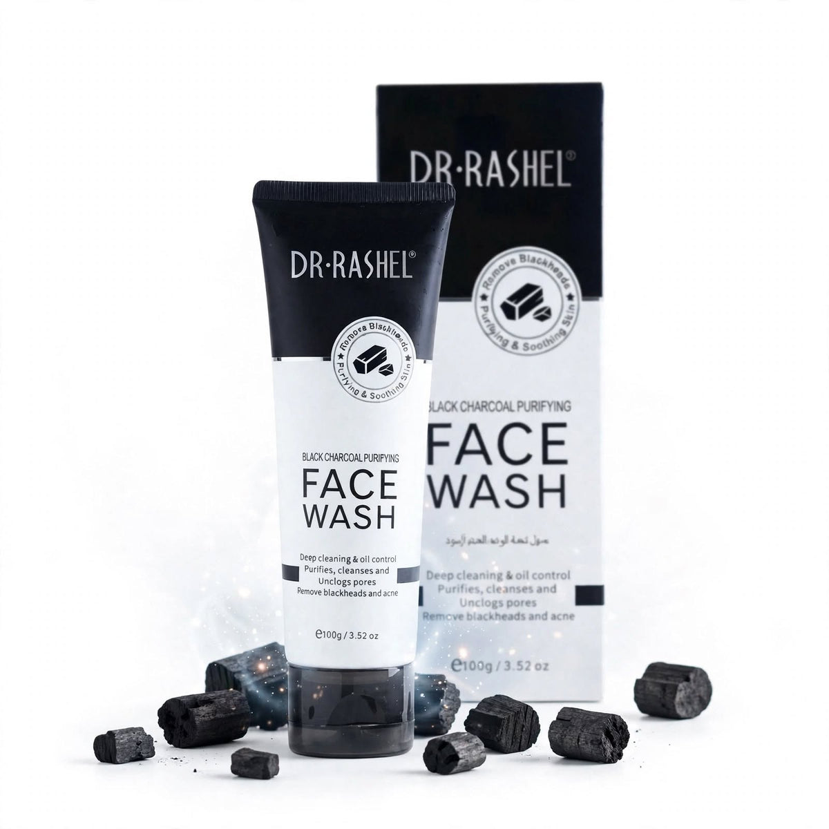 Dr Rashel Black Charcoal Purifying Face Wash, 100G