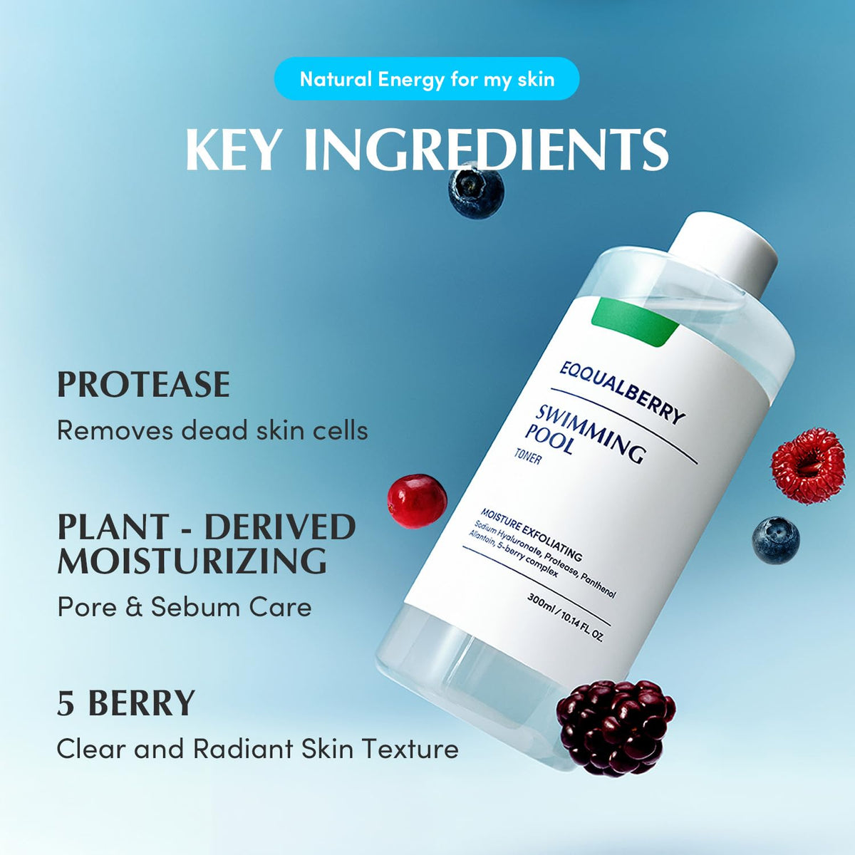 Eqqualberry Moisture Exfoliating Swimming Pool Toner, 155Ml