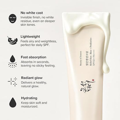 Beauty of Joseon Spf 50+ Rice + Probiotics Relief Sun Cream, 50Ml