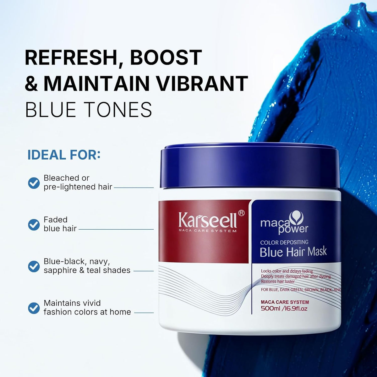 Karseell Maca Power Blue Hair Mask, 500ml