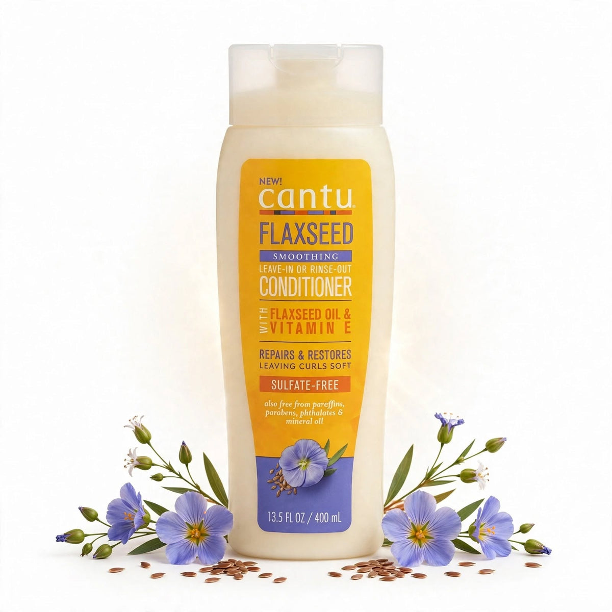 Cantu Flaxseed Smoothing Conditioner with Flaxseed oil & Vitamin Silicone- Free 400 ml