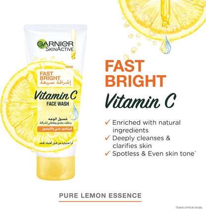 Garnier Skin Active Fast Fairness Cleansing & Clarifying Face Wash With Pure Lemon Essence, 100Ml