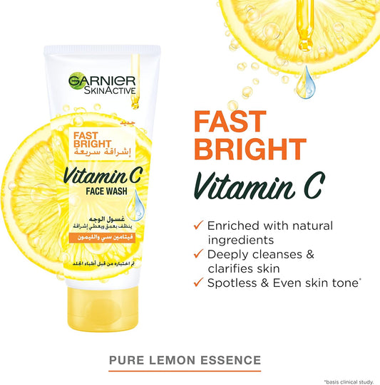 Garnier Skin Active Fast Fairness Cleansing & Clarifying Face Wash With Pure Lemon Essence, 100Ml