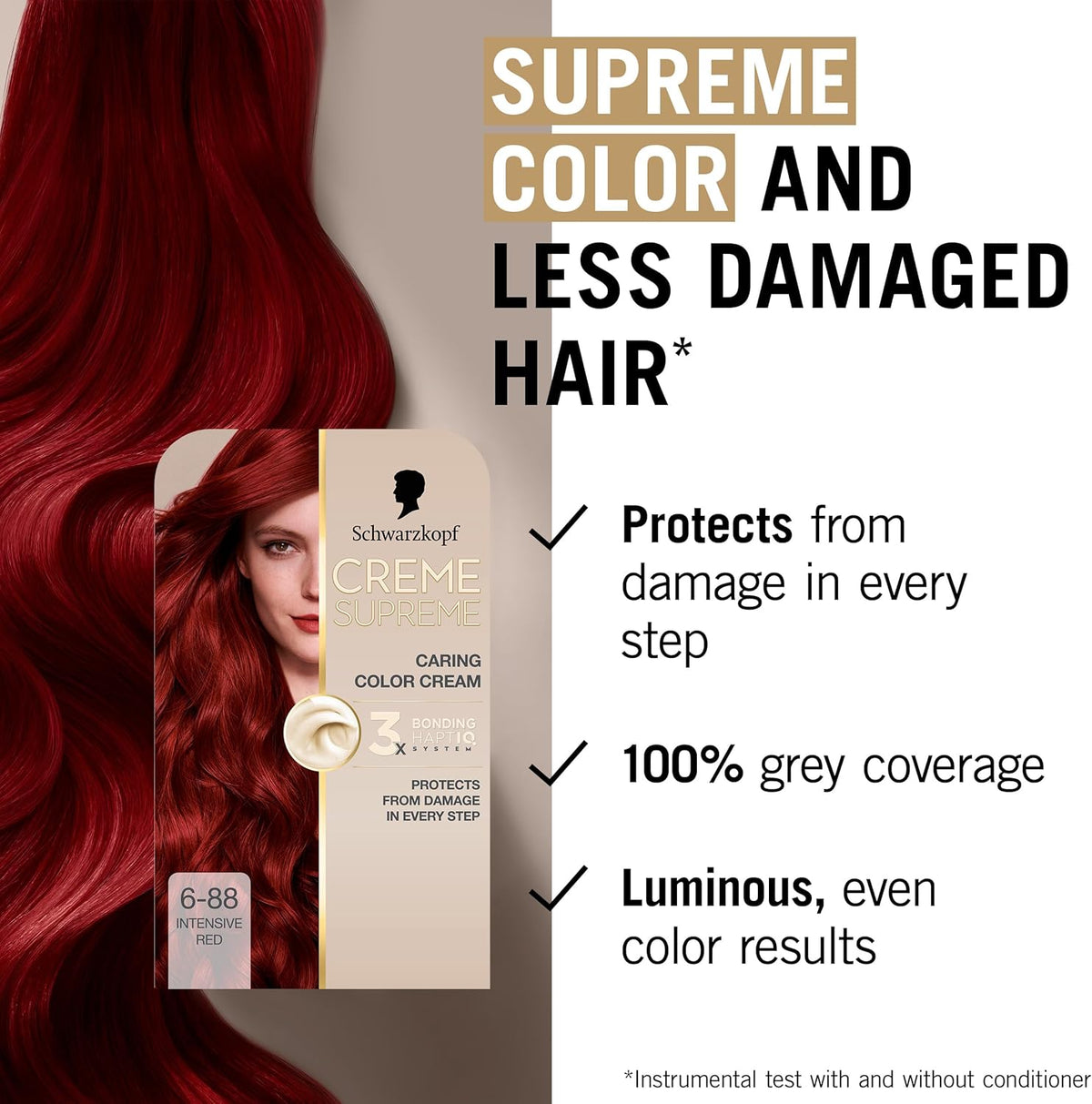 Schwarzkopf Creme Supreme Full Kit Permanent Hair Coloration 6-88 Intensive Red