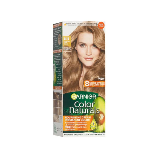 Garnier Color Naturals Nourishing Permanent Hair Dye Cream with 3 Oils Deep Ashy Light Blonde 8.11, 1 Pack