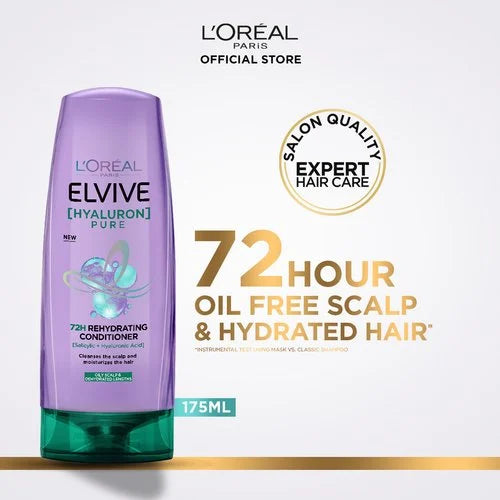 L'Oreal Elvive Hyaluron Pure 72H Rehydrating Conditioner, 360Ml