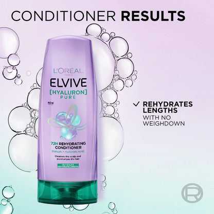 L'Oreal Elvive Hyaluron Pure 72H Rehydrating Conditioner, 360Ml
