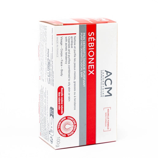 ACM Sebionex Purifying Dermatological Face & Body Bar for Combination to Oily & Acne-Prone Skin, 100g