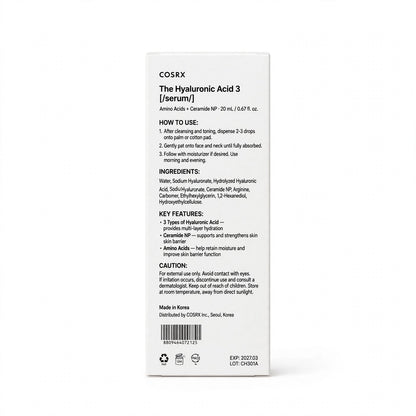 COSRX Hyaluronic Acid 3 Serum with Ceramide NP 20ml