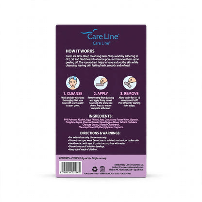 Care Line Rose Deep Cleansing Pore Strips for Toning 6 Strips