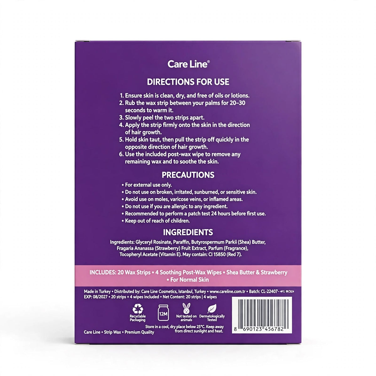 Care Line Ready-to-Use Wax Strips for Normal Skin 20 Pieces