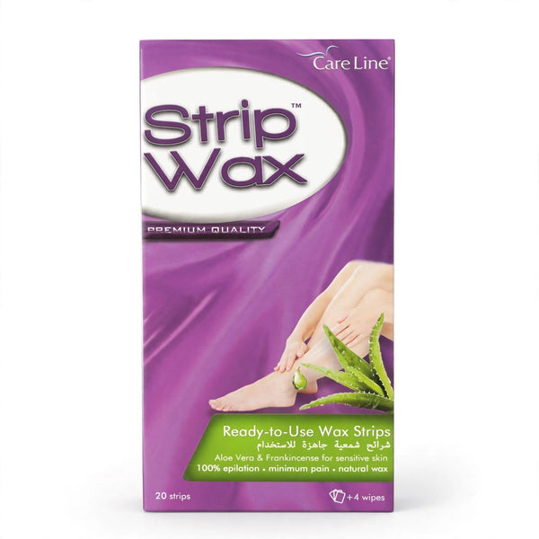 Care Line Aloe Vera Wax Strips for Sensitive Skin 20 Strips + 4 Wipes
