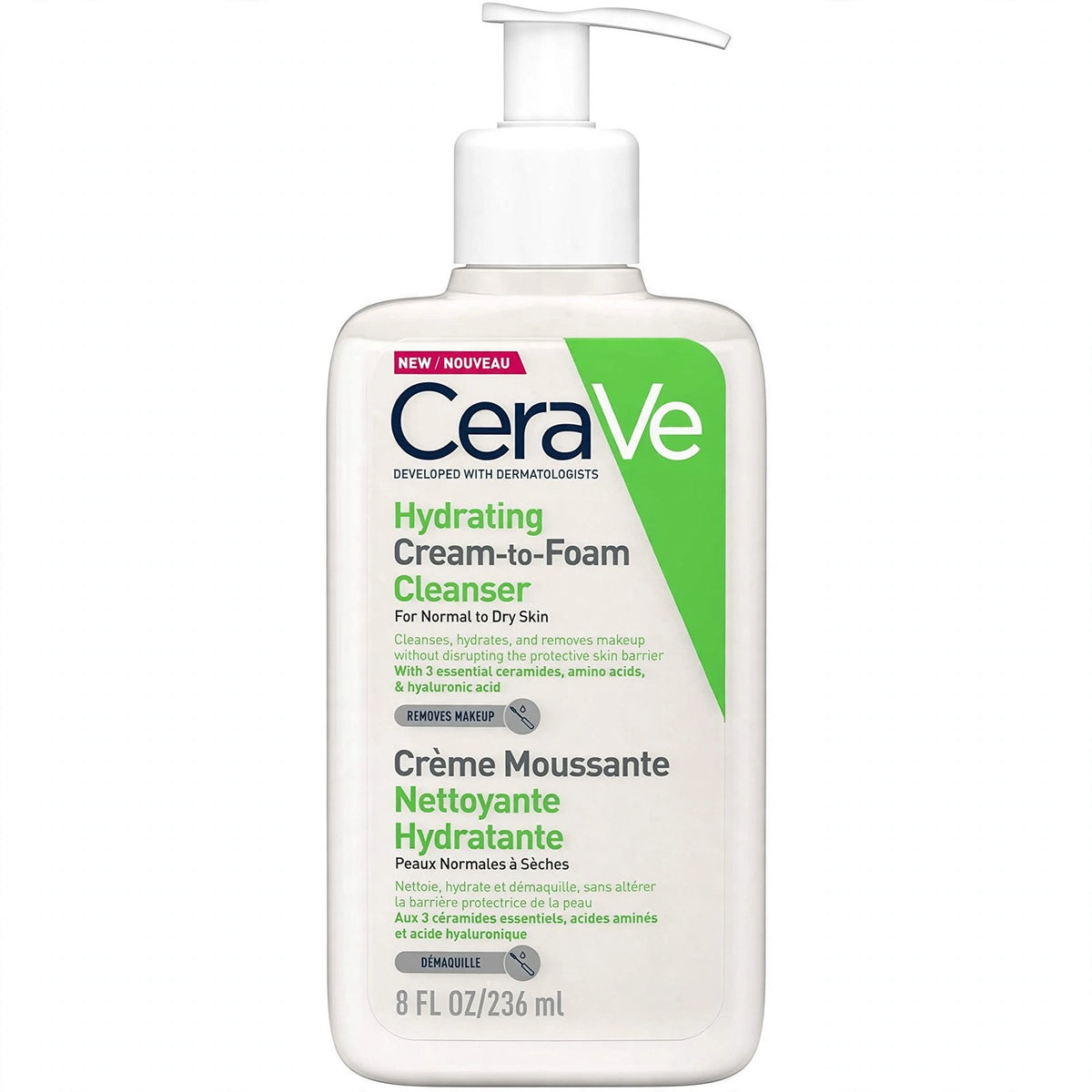 CeraVe Hydrating Cream-to-Foam Cleanser Normal to Dry Skin 236ml