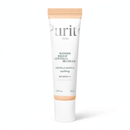 PURITO WONDER RELEAF CENTELLA  SPF 30 PA +++ 13 NEUTURAL IVORY BB CREAM COVERAGE FOR THE FACE 30 ML