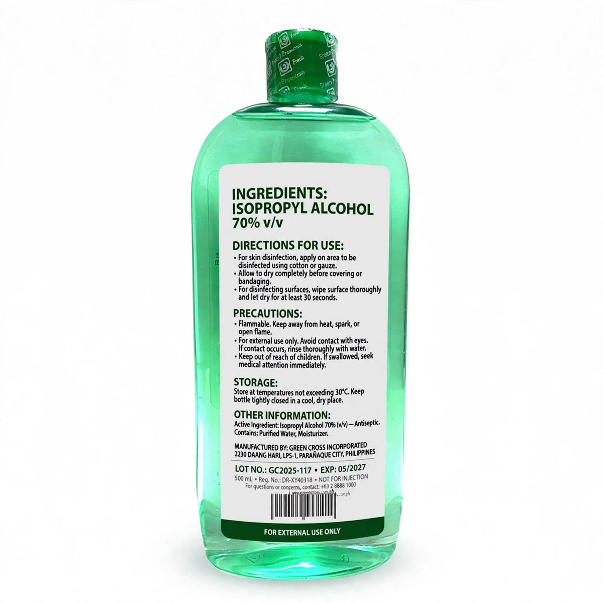 Green Cross Isopropyl Alcohol 70% Disinfectant Solution 500ml