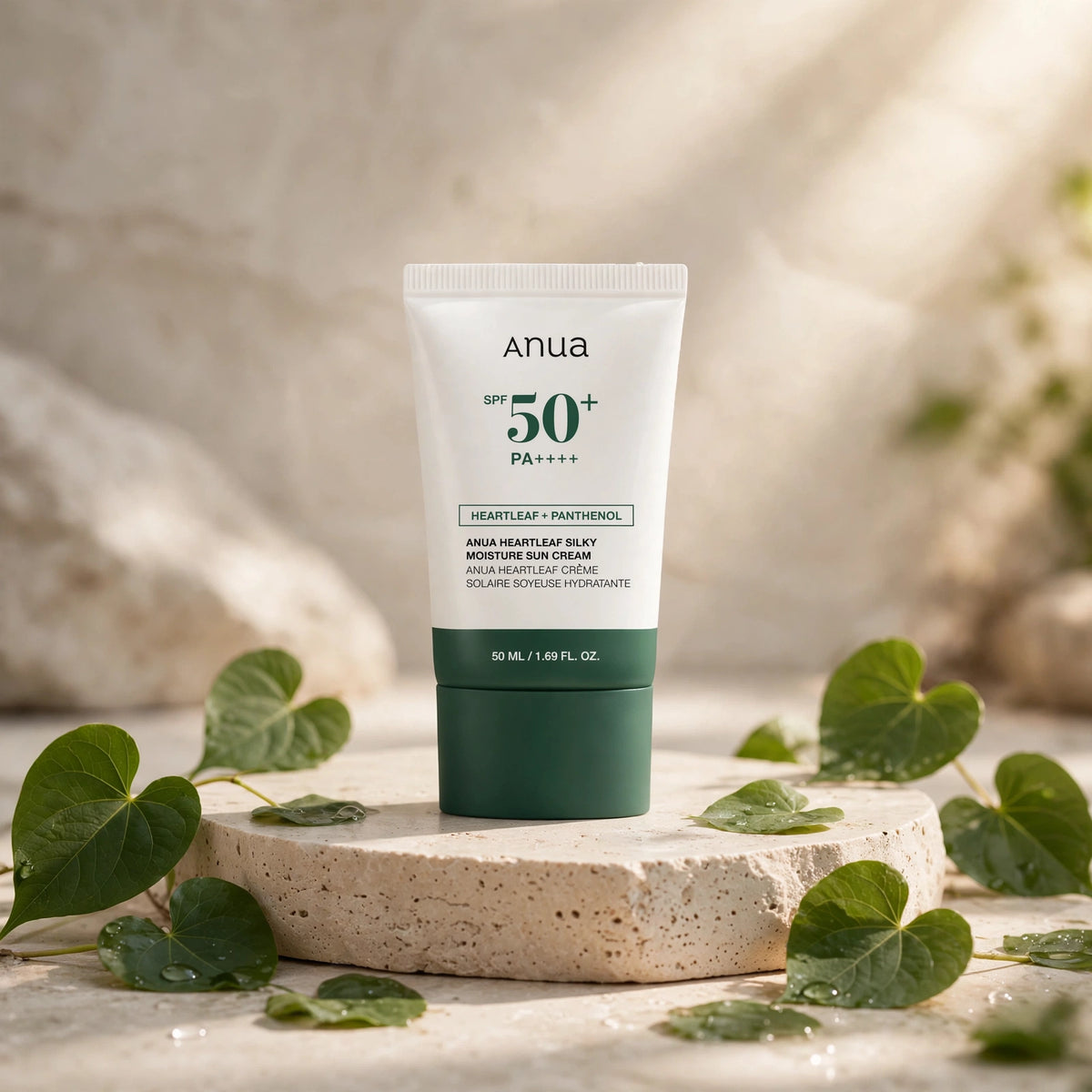 ANUA SPF 50 +PA++++ HEARTLEAF + PANTHENOL ANUA HEARTLEAF SILKY MOISTURE SUN CREAM 50 ML