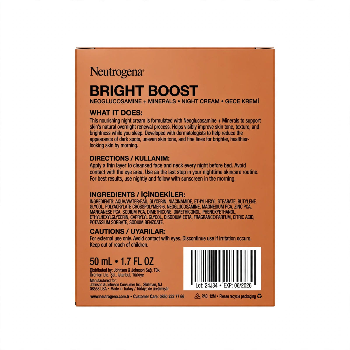 Neutrogena Bright Boost Brightening Night Cream 50ml