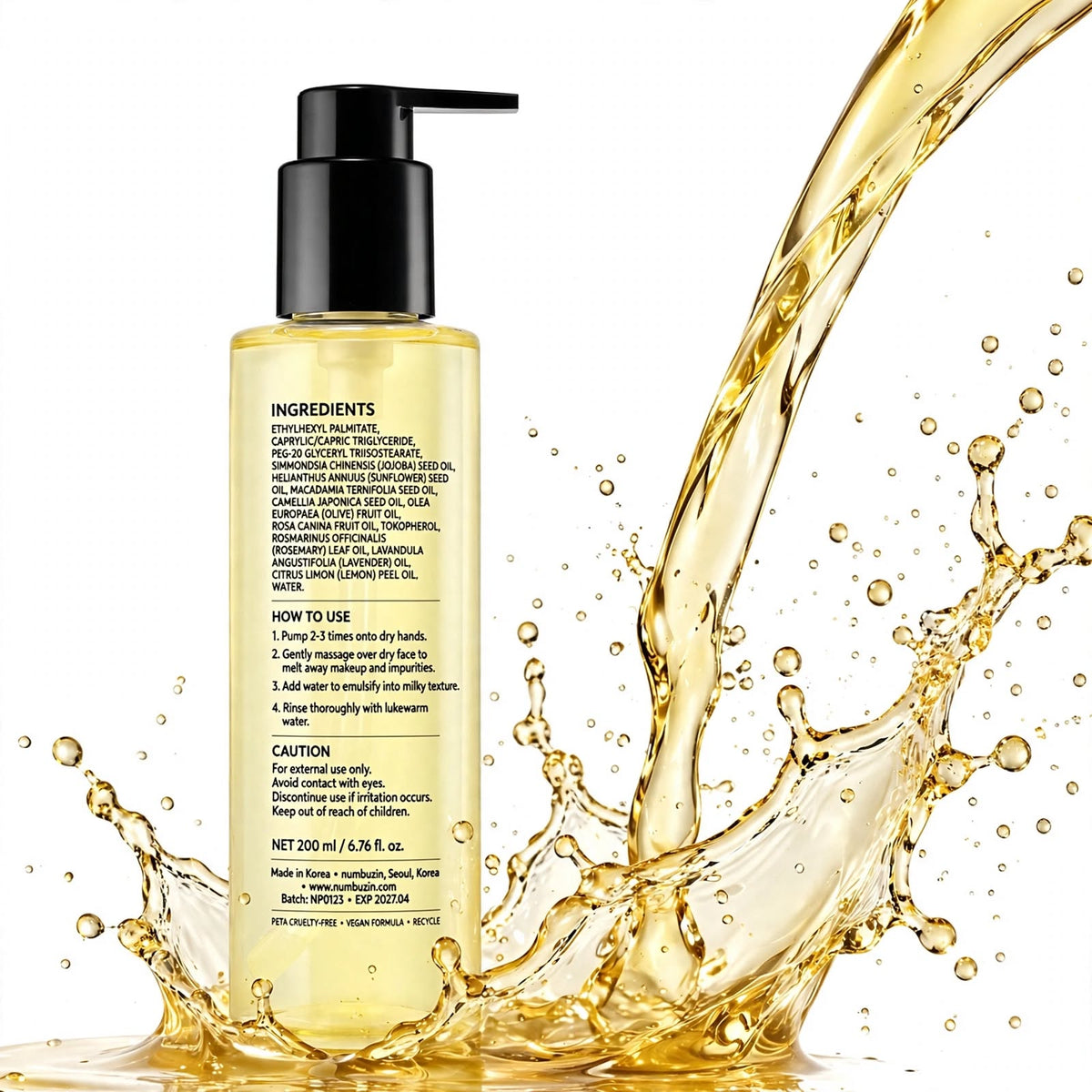Numbuzin No.1 Easy Peasy Cleansing Oil for Makeup Removal 200ml
