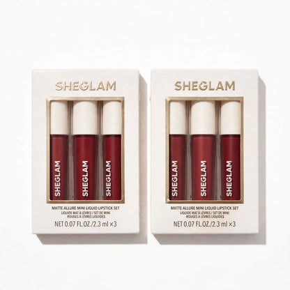 SHEGLAM MATTE ALLURE MINI LIQUID LIPSTICK SET DE MINI ROUGE A LEVRES LIQUIDE METTE ALLURE 2.3 ML  3 PCS