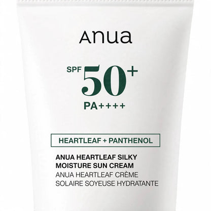 ANUA SPF 50 +PA++++ HEARTLEAF + PANTHENOL ANUA HEARTLEAF SILKY MOISTURE SUN CREAM 50 ML