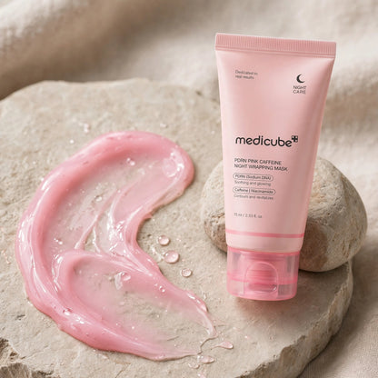 MEDICUBE PDRN PINK CAFFEINE NIGHT WRAPPING MASK PDRN (SODIUM DNA ) CAFFEINE NIACINAMIDE 75 ML