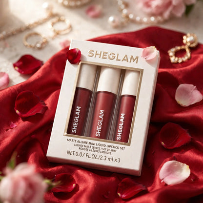 SHEGLAM MATTE ALLURE MINI LIQUID LIPSTICK SET DE MINI ROUGE A LEVRES LIQUIDE METTE ALLURE 2.3 ML  3 PCS