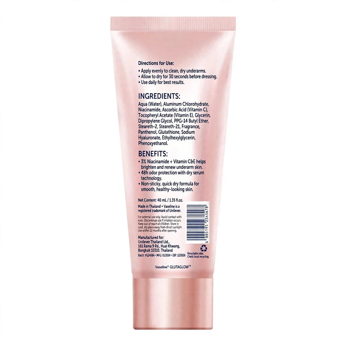 Vaseline GlutaGlow Ampoule Dry Serum Deodorant 45ml