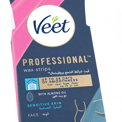 Veet Professional Face Wax Strips with Almond Oil 20 Strips