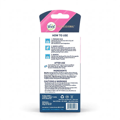 Veet Almond Oil Facial Wax Strips for Sensitive Skin 20 Pieces