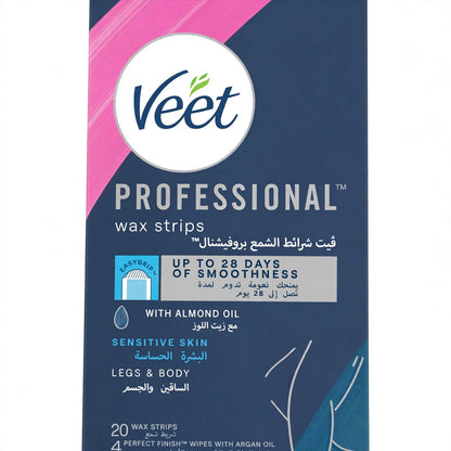 Veet Almond Oil Wax Strips for Sensitive Skin 20 Pieces