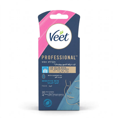 Veet Professional Almond Oil Wax Strips for Sensitive Skin Face 20 Strips